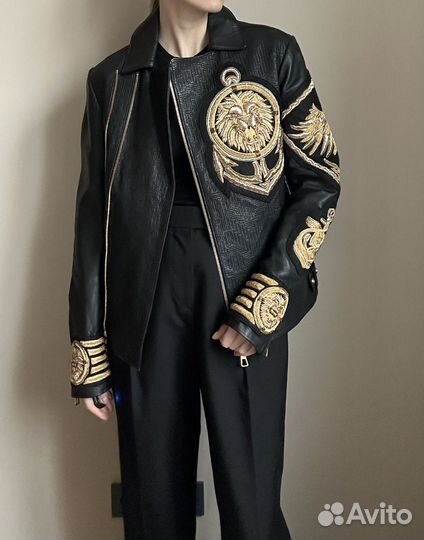 Balmain x h&m кожаная куртка