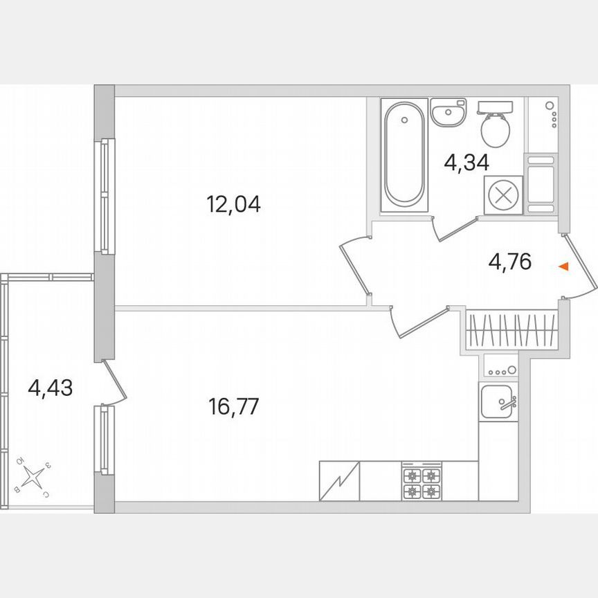 1-к. квартира, 39,2 м², 7/8 эт.