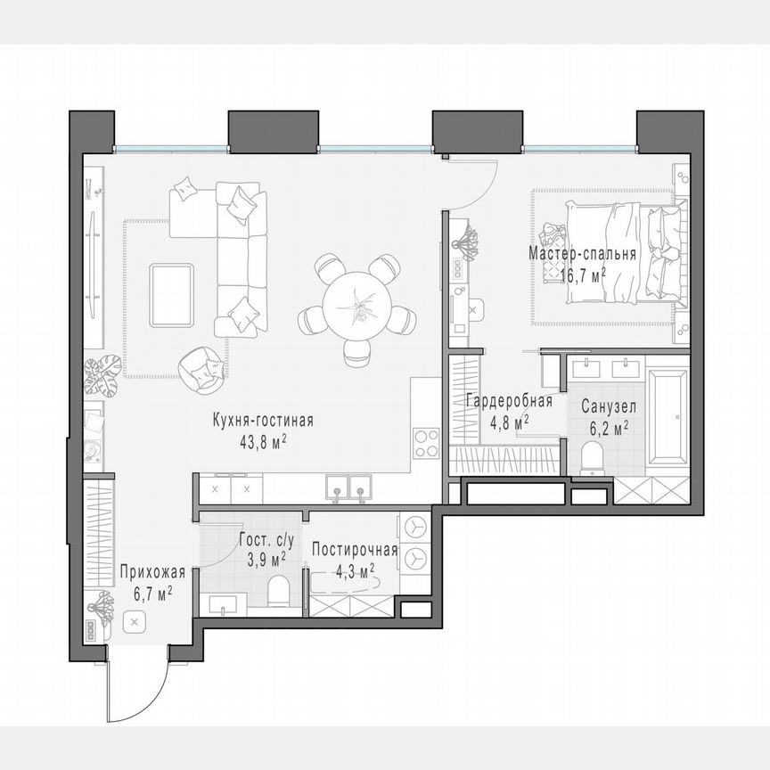 1-к. квартира, 86,7 м², 2/13 эт.