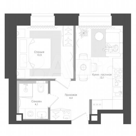 1-к. квартира, 35,6 м², 14/39 эт.