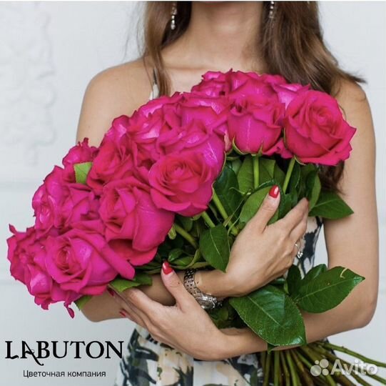 Букет 31 розовая роза 60см Цветы Розы