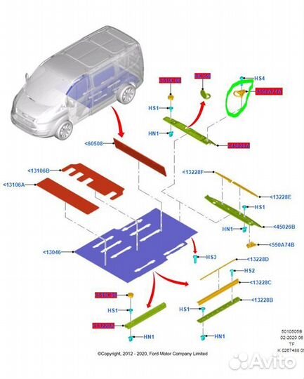 Крепление в салоне Ford Tourneo Custom M1 LRF CYF4