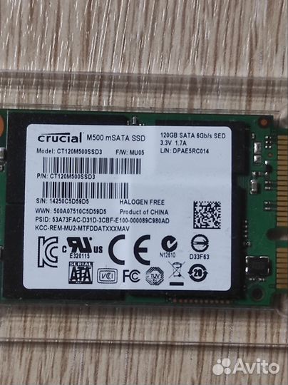 SSD накопитель Crucial M500 120гб, msata