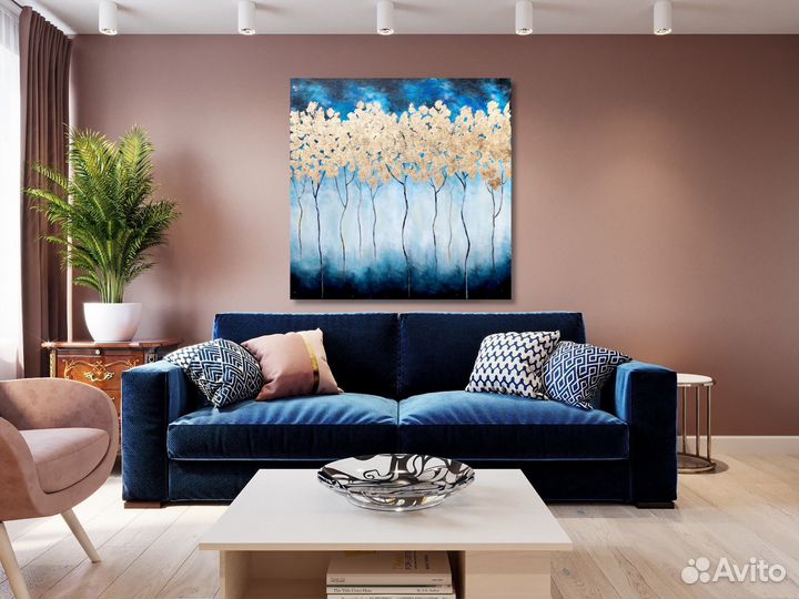 Картина интерьерная с золотом ручной работы