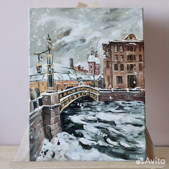 Картина маслом городской пейзаж Санкт-Петербург