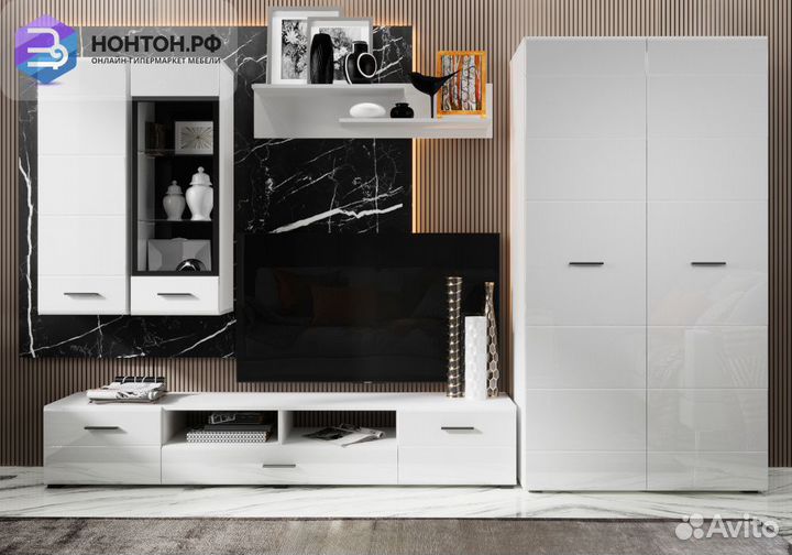 Гостиная Gloss №3 белый глянец / белый бриллиант