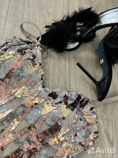 Топ с пайетками Zara новый и шорты