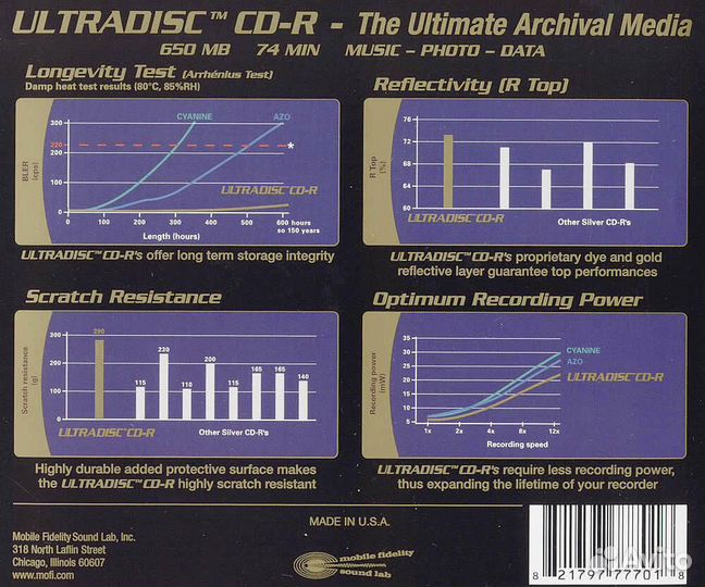 Диски CD-R Audio Mobile Fidelity 24kt Gold