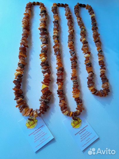 Бусы из лечебного необработанного янтаря