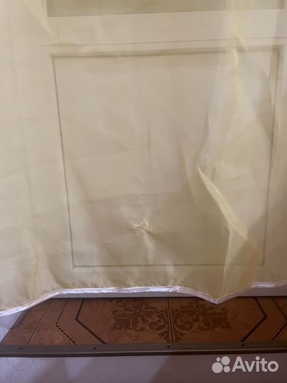 Штора органза ярко желтая