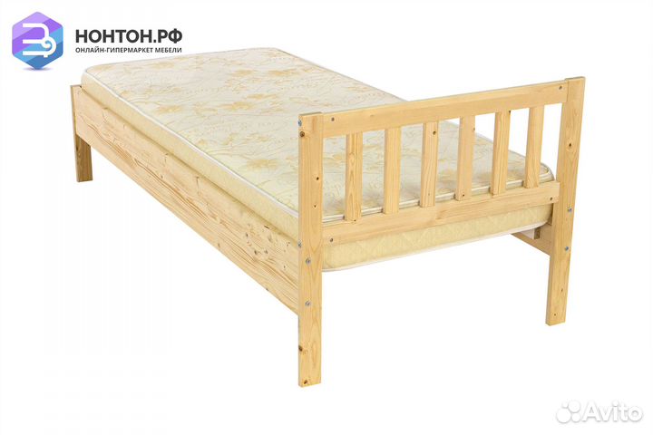 Кровать Массив 0.9 м натуральный