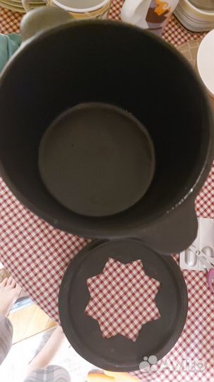 Фондюшница чугунная новая, термостакан