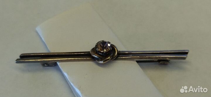 Брошь.серебро 875 проба(звезда) горный хрусталь мю