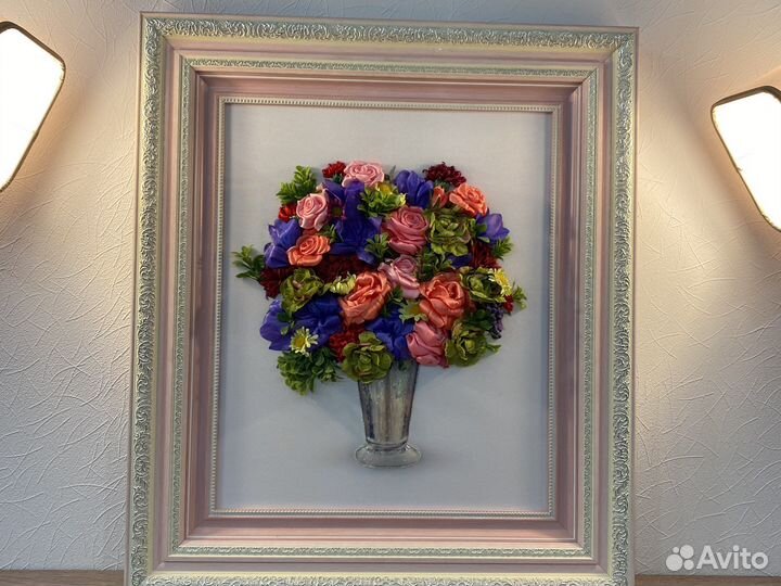 Картина вышивка лентами