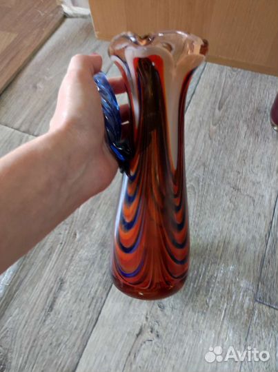 Кувшин и стаканчики красное стекло