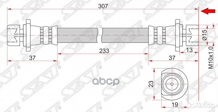 Шланг тормозной задний (Таиланд) honda civic/ST