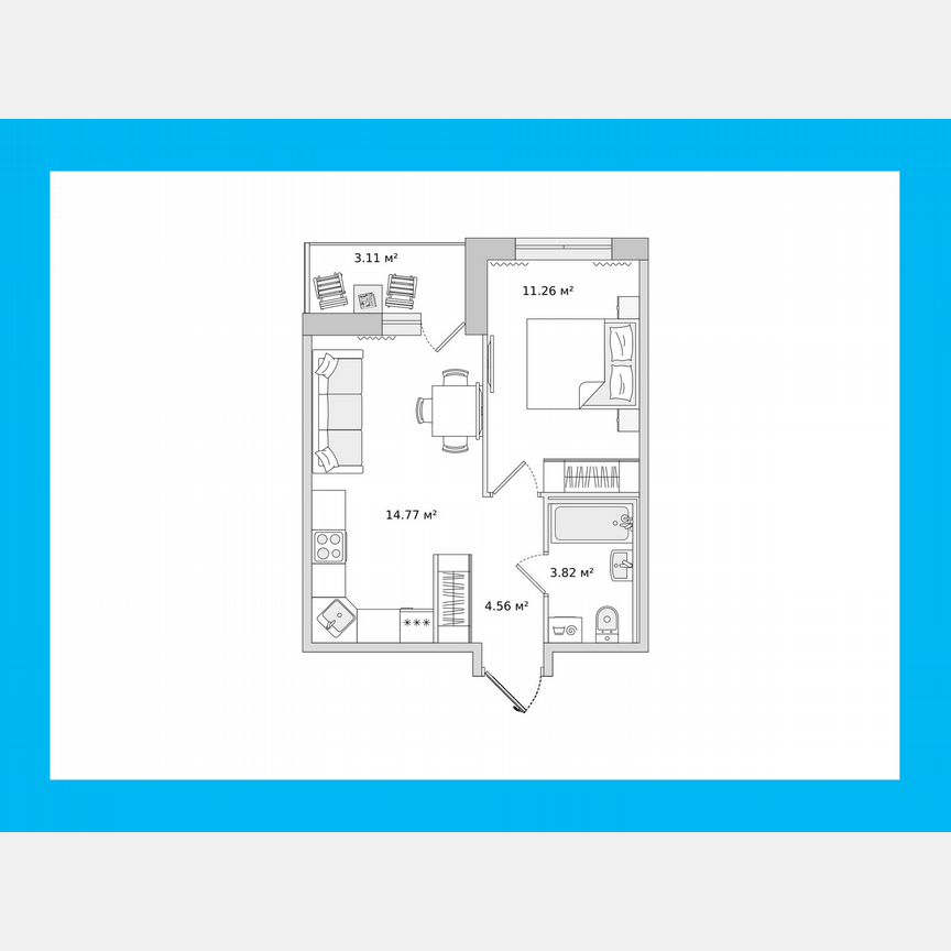 1-к. квартира, 38,8 м², 2/16 эт.