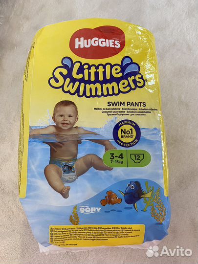 Подгузники трусики для плавания 3-4 размер huggies