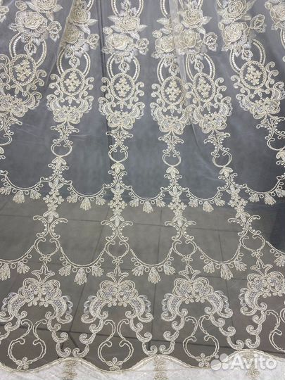 Тюль люкс цвета мягкое золото. Новый