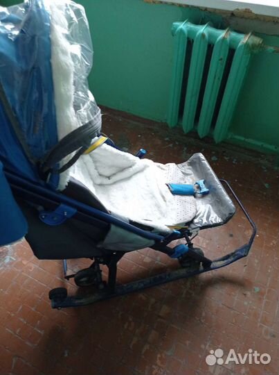 Детские санки коляска с колесами