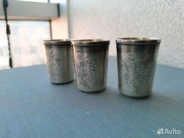 Три стопки серебро 875 пробы СССР Таллин лом