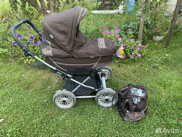 Коляска emmaljunga 2 в 1 коричневая