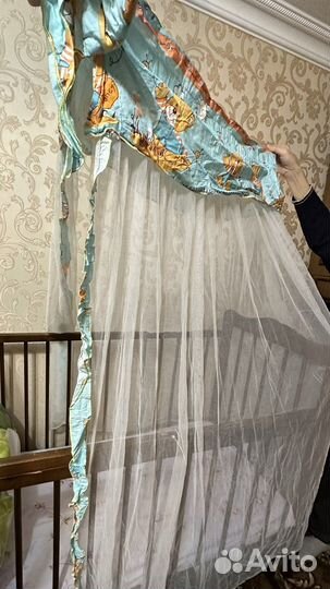 Балдахин на кроватку и простынь на рещинке 120/60