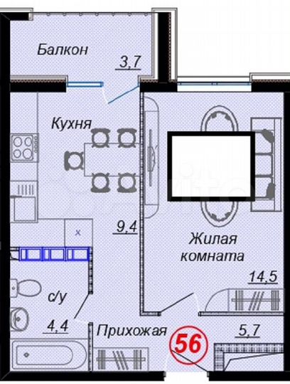 2-к. квартира, 37,7 м², 10/16 эт.