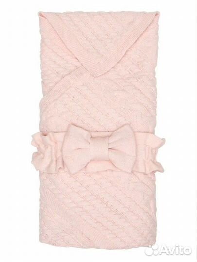 Вязаный конверт на выписку с бантом