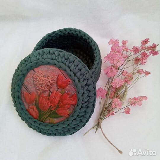 Корзина из трикотажной пряжи