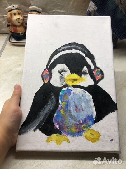 Картина на холсте 20 на 30 пингвин
