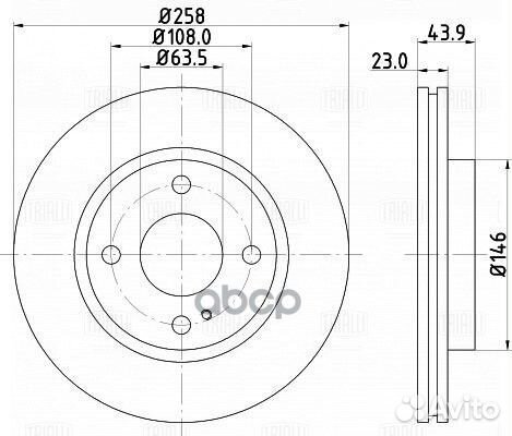 Диск тормозной ford fiesta IV 08- передний вент. d