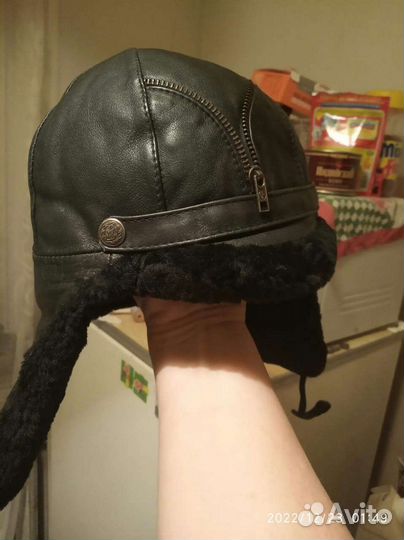 Шапка ушанка кожаная на мальчика