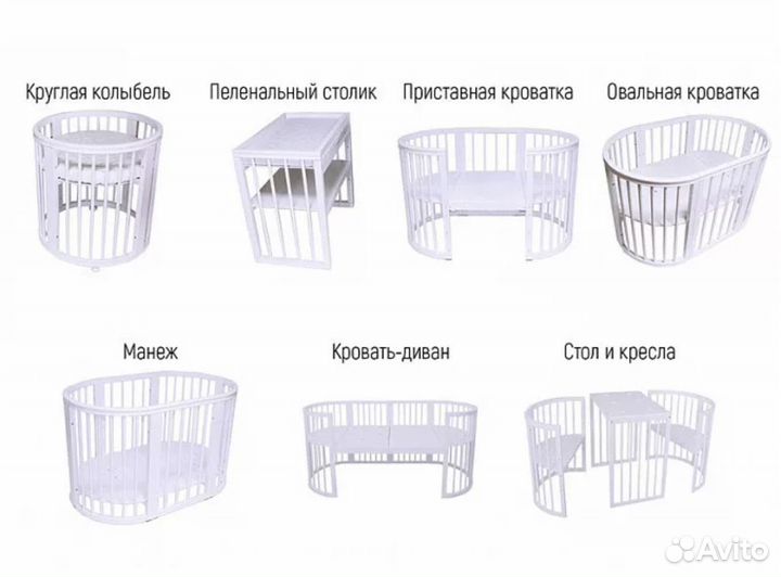 Детская кроватка трансформер круглая