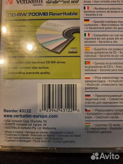 Диски Verbatim CD-RW700 mb 2x-4x Ирландия