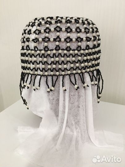 Шапочка д/праздника 54-57 раз из бусин и бисера