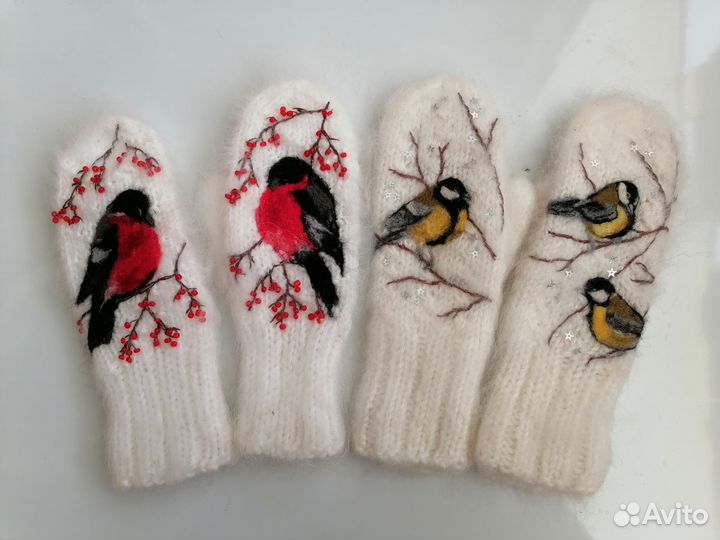 Варежки пуховые женские