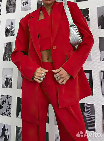 Костюм женский брючный тройка с топом