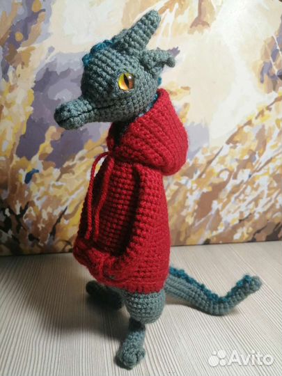 Дракон в худи Вязаная игрушка