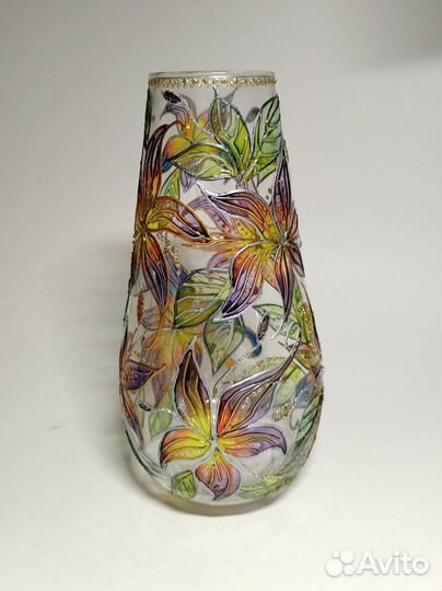 Ваза стекло с ручной росписью