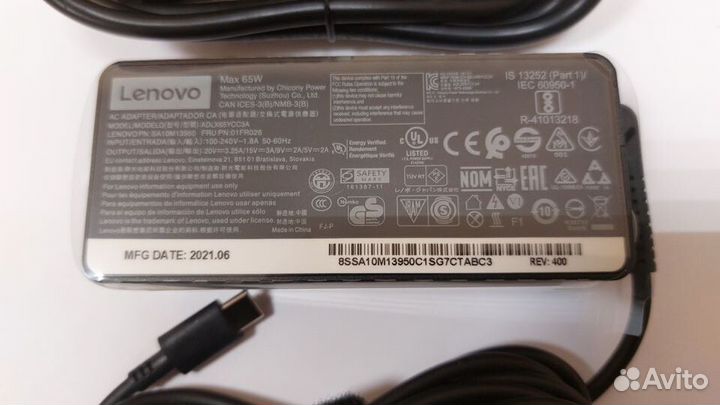 Блок питания для ноутбука Lenovo Type-C 65 Ватт