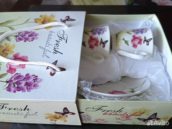 Китайский фарфоровый кофейный набор на 2 персоны