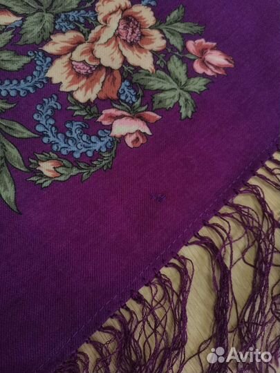 Павловопосадский платок шерсть с шелковой бахромой