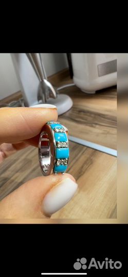 Кольцо с бирюзой и бриллиантами