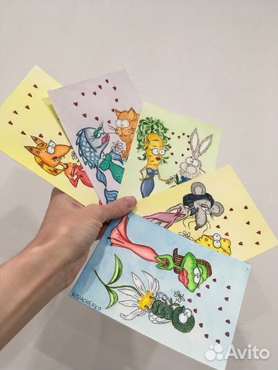 Авторские акварельные открытки ручной работы