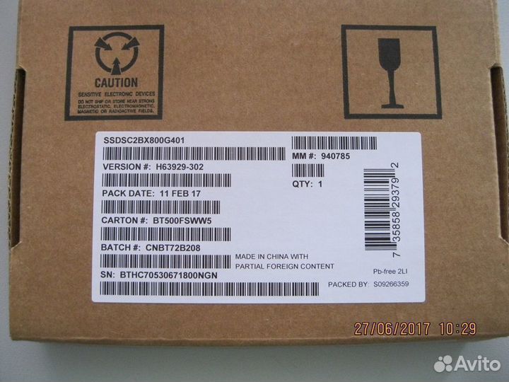 Новый SSD 800Gb Intel DC S3610