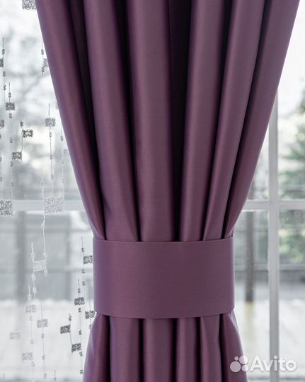 Комплект Шторы и Тюль Адора Пурпурный+Мона