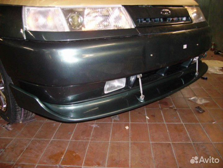 Губа переднего бампера на растяжке ваз 2110 2111 2
