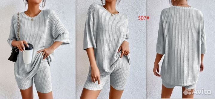 Костюм женский плюшевый футболка+шорты пижама