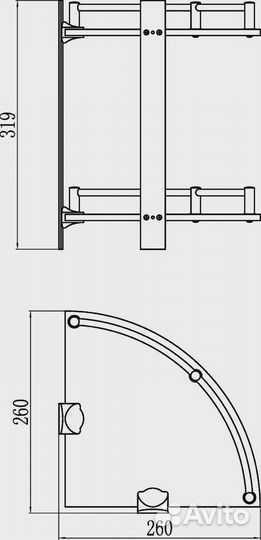 Полка угловая двойная (стеклянная) Savol (S-00302